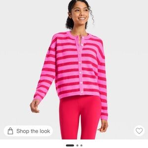 Target JoyLab Vibrant Pink Striped Cardigan